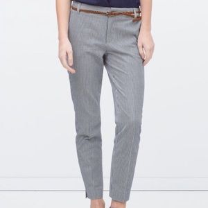 Zara Basic Cropped Cotton Stripped Pants